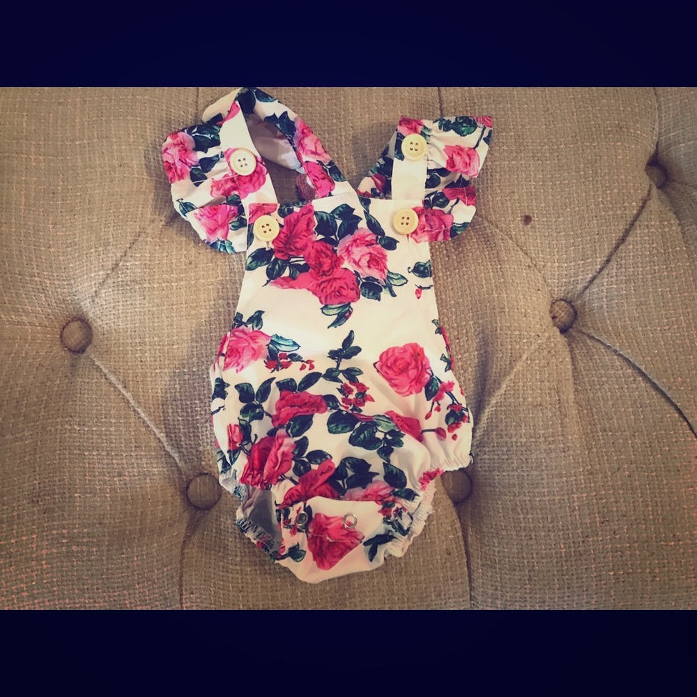 Handmade baby romper, cross back
